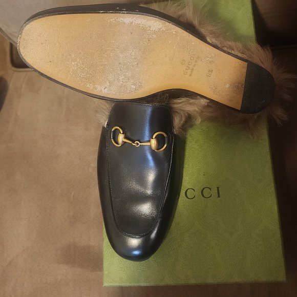 Gucci mens Princetown slippers w/t fur size 8.5 - Picture 4 of 9